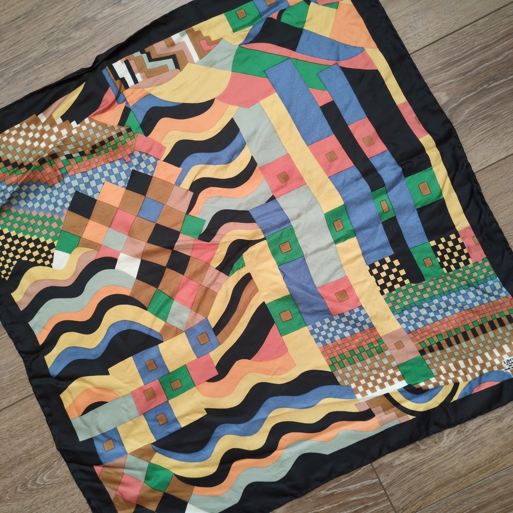 Vtg Liberty of London Silk Scarf Collier Campbell Bauhaus Geometric Abstract - Picture 2 of 9